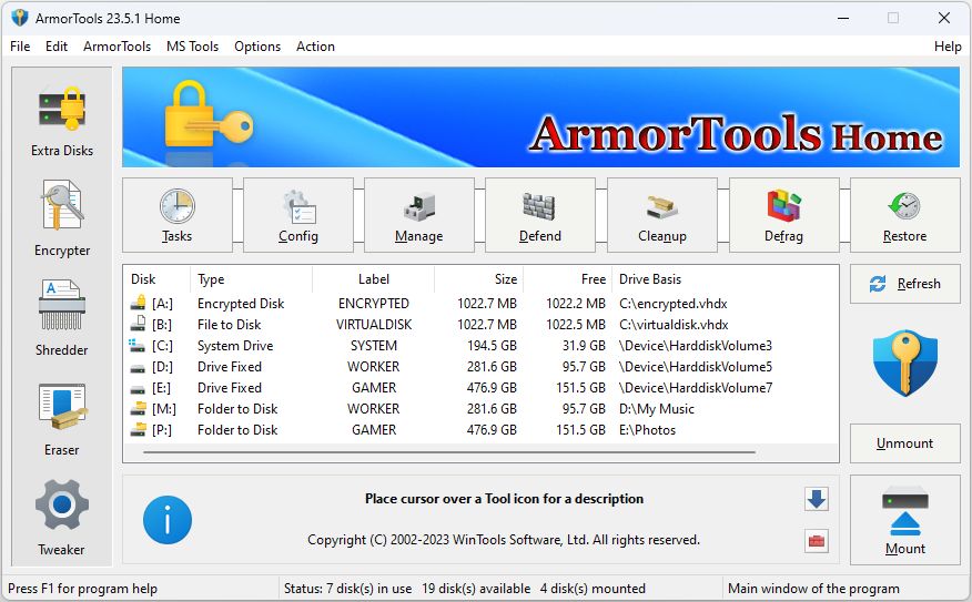ArmorTools: Main Page Screen Shot